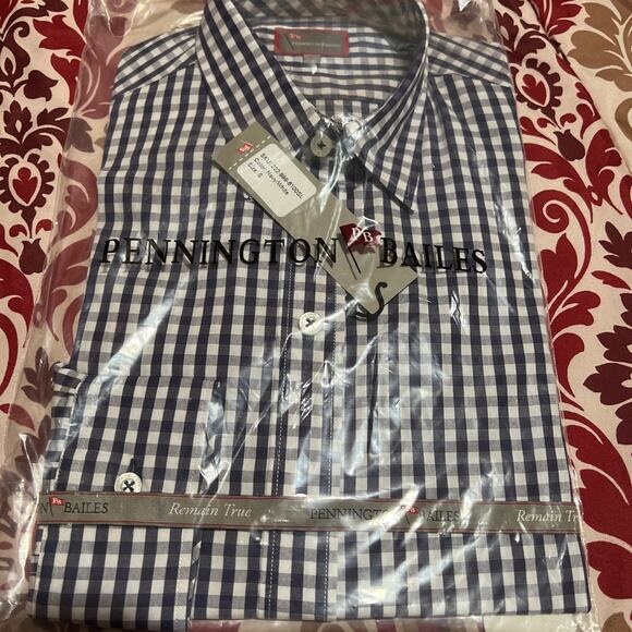Pennington & Bailes Button Down Checkered Shirt NWT Size S - Picture 1 of 5